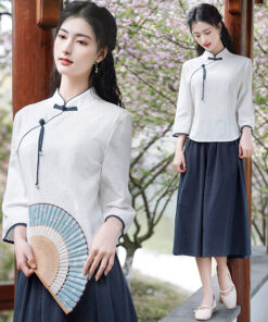 Cotton and hemp retro youth costume performance suit men's and women's stage performance chorus suit