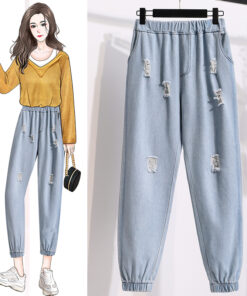 新款收脚牛仔裤百搭九分裤