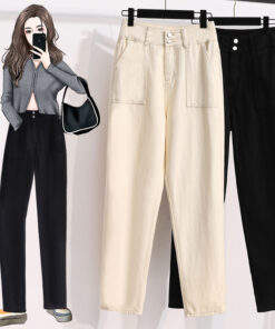 纯棉显瘦常规纽扣九分裤