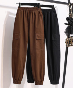 Large loose high waisted slim straight tube legged versatile pants