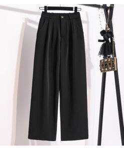 高腰垂感直筒宽松拖地西装裤薄款